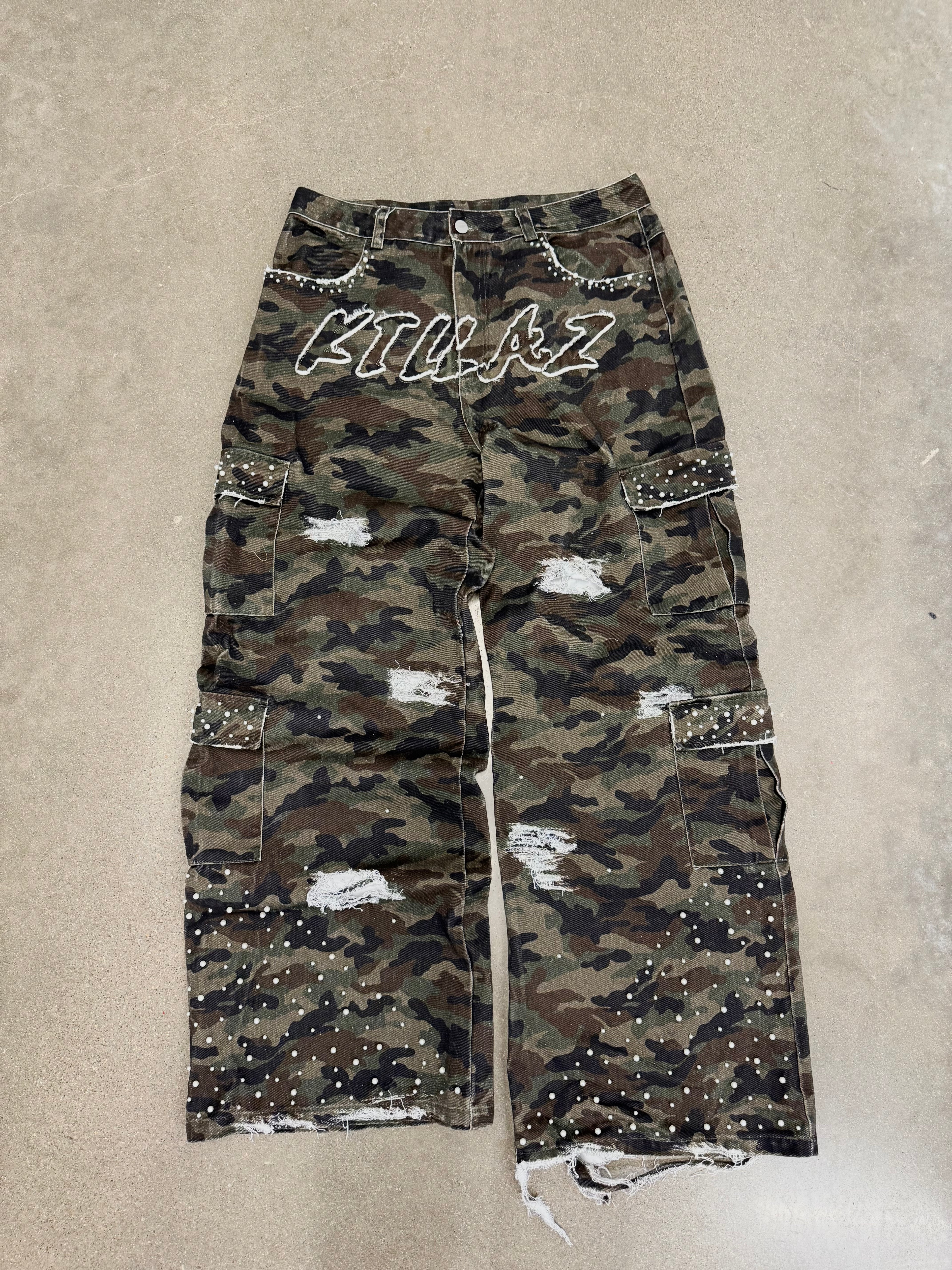 KILLAZ CARGO PANTS DISTRESSED