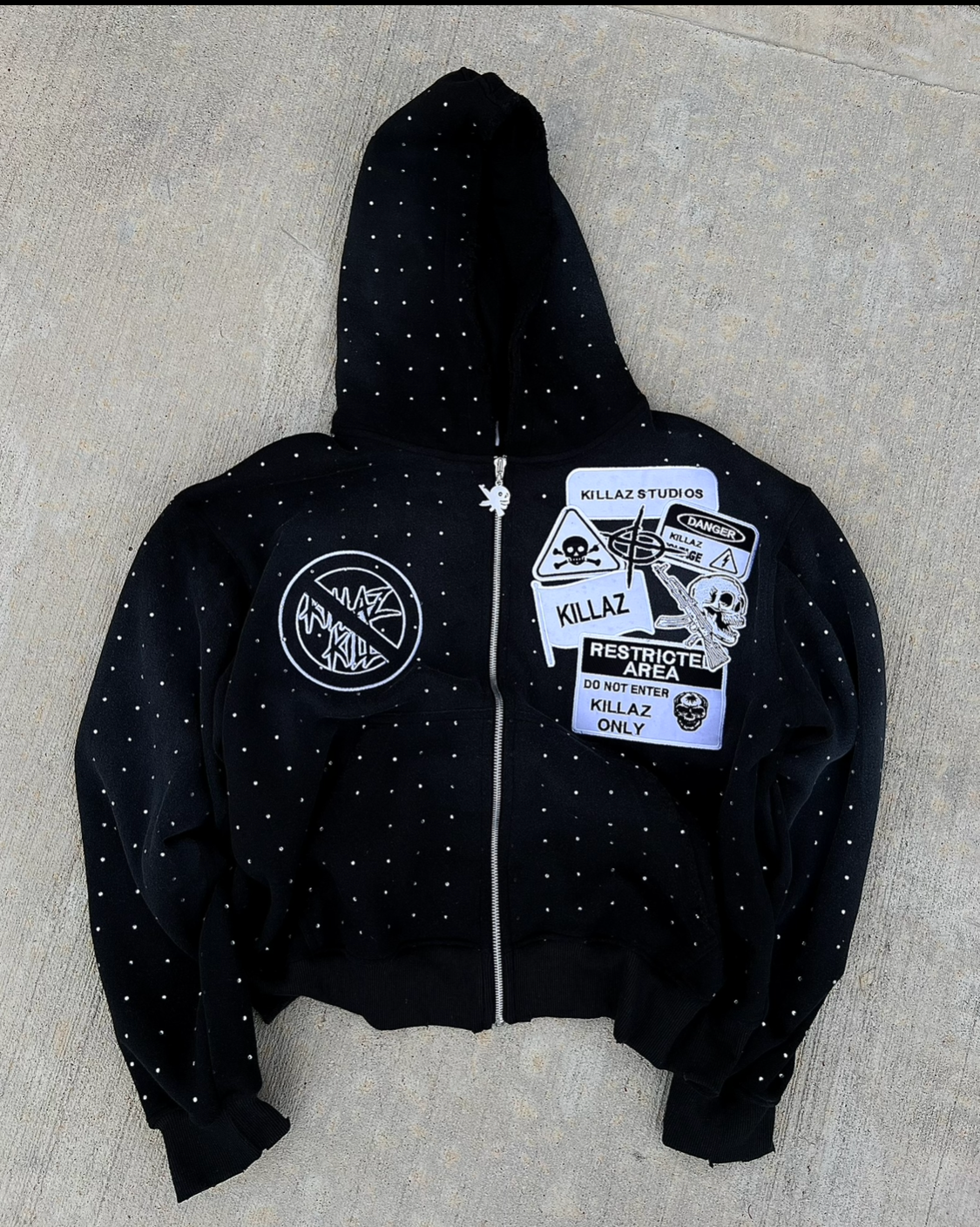 BLACK RHINESTONE HOODIE